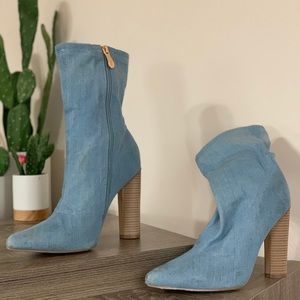 Jean pointed toe heels